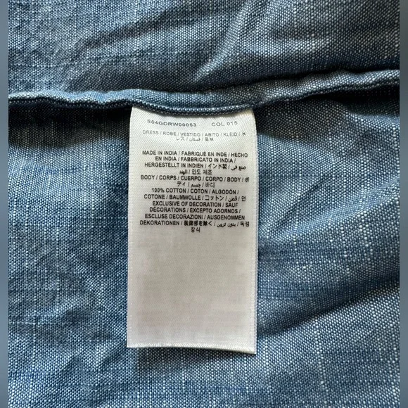 NWT Bonpoint Fedora Cotton Chambray Dress with Floral Embroidery, Size 10A